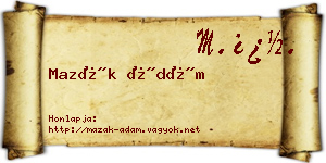 Mazák Ádám névjegykártya