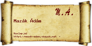 Mazák Ádám névjegykártya